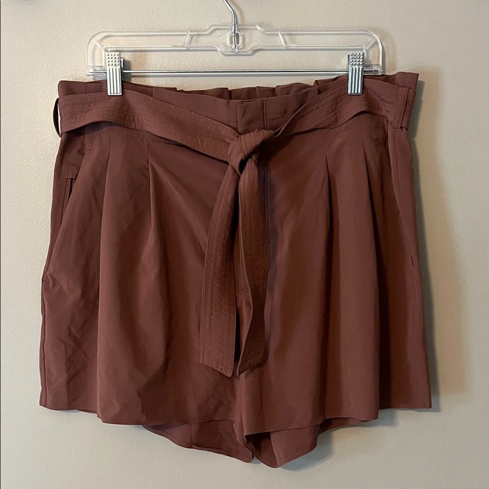 ATHLETA‎ Skyline II High Waisted Belted Shorts Brown (Hearth Rose) Size 14 - Picture 4 of 16